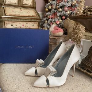 Sarah Flint Perfect Nina Heels 100  38.5 39 White Satin Wedding shoes